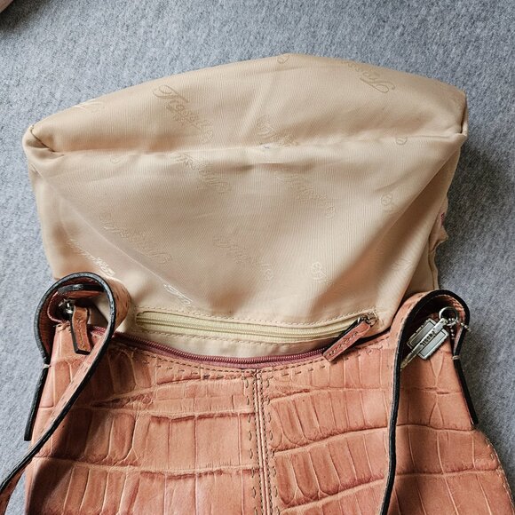 Vintage Y2K 90s 2000s Fossil Pink Alligator Leather Shoulder Club Hobo Bag Purse - Picture 8 of 9